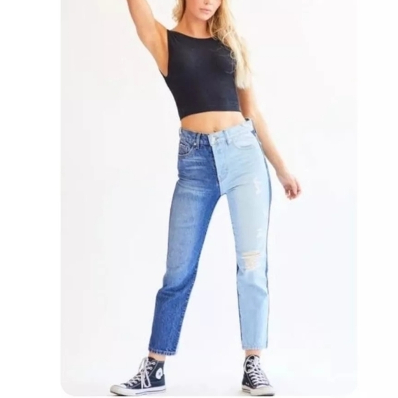 Revice Distressed Button Two Tone Jeans Size 27 - Picture 4 of 9